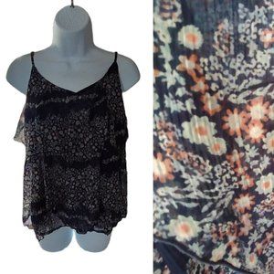 Maurice's Floral Flowy Top Layers Sheer Size M
